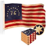 G128 5 Pack: Bennington 76 Tea-Stained Flag | 1x1.5 Ft | ToughWeave Pro Series Embroidered 420D Polyester | Historical Flag, Embroidered Design, Indoor/Outdoor, Brass Grommets, High Quality