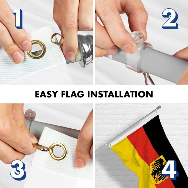 G128 Combo Pack: Flag Pole 6 FT Silver Tangle Free & Germany German Ensign Flag 3x5 FT Printed 150D Polyester - Image 7