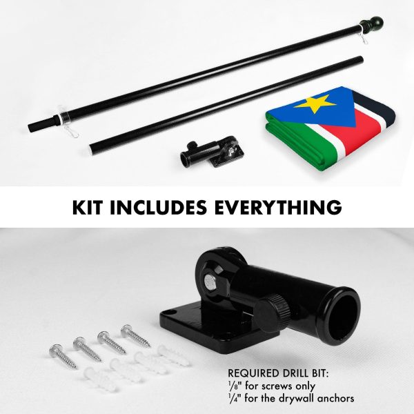G128 Combo Pack: 6 Ft Tangle Free Aluminum Spinning Flagpole (Black) & South Sudan South Sudanese Flag 3x5 Ft, LiteWeave Pro Series Printed 150D Polyester | Pole with Flag Included - Image 2