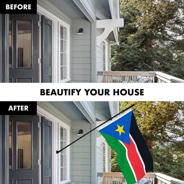 G128 Combo Pack: 6 Ft Tangle Free Aluminum Spinning Flagpole (Black) & South Sudan South Sudanese Flag 3x5 Ft, LiteWeave Pro Series Printed 150D Polyester | Pole with Flag Included - Image 3