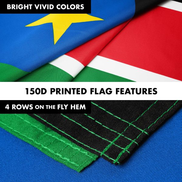 G128 Combo Pack: 6 Ft Tangle Free Aluminum Spinning Flagpole (Black) & South Sudan South Sudanese Flag 3x5 Ft, LiteWeave Pro Series Printed 150D Polyester | Pole with Flag Included - Image 5
