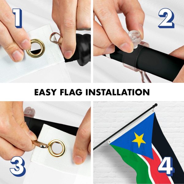 G128 Combo Pack: 6 Ft Tangle Free Aluminum Spinning Flagpole (Black) & South Sudan South Sudanese Flag 3x5 Ft, LiteWeave Pro Series Printed 150D Polyester | Pole with Flag Included - Image 7