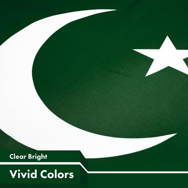 G128 2 Pack: Pakistan Pakistani Flag | 3x5 Ft | LiteWeave Pro Series Printed 150D Polyester | Country Flag, Indoor/Outdoor, Vibrant Colors, Brass Grommets, Thicker and More Durable Than 100D 75D Poly - Image 3