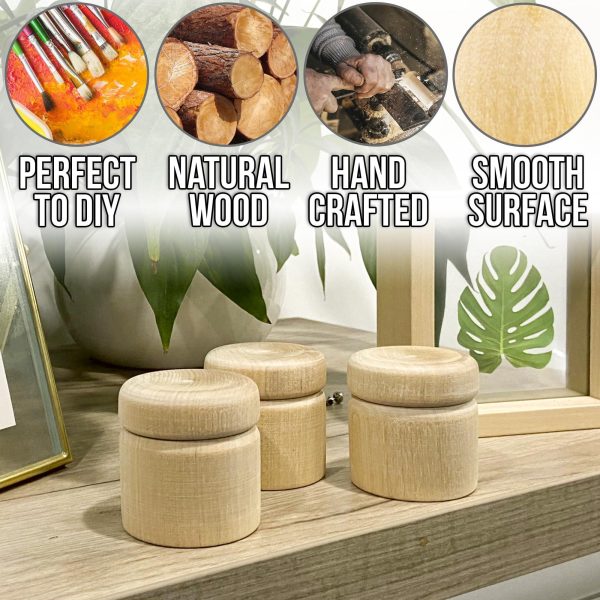 Unpainted Wooden Round Boxes with Lids   Set of 10 Mini Wood Craft Boxes   DIY Storage Containers for Crafts   Unfinished Blank Trinket Wood Boxes Size 2x2 Inch - Image 3