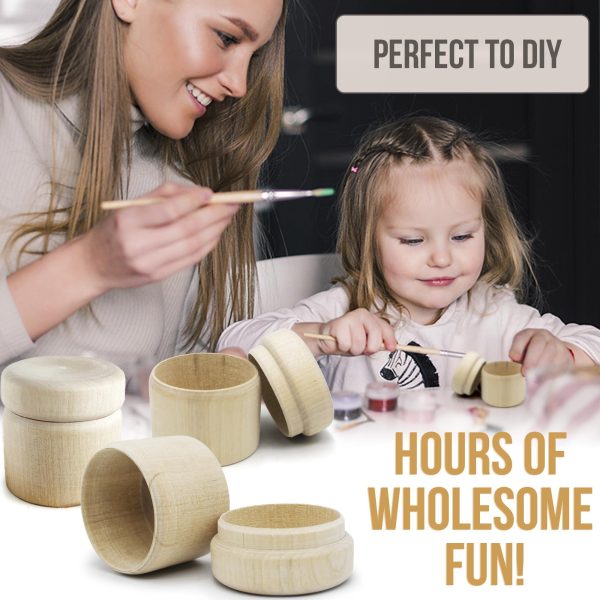 Unpainted Wooden Round Boxes with Lids   Set of 10 Mini Wood Craft Boxes   DIY Storage Containers for Crafts   Unfinished Blank Trinket Wood Boxes Size 2x2 Inch - Image 5