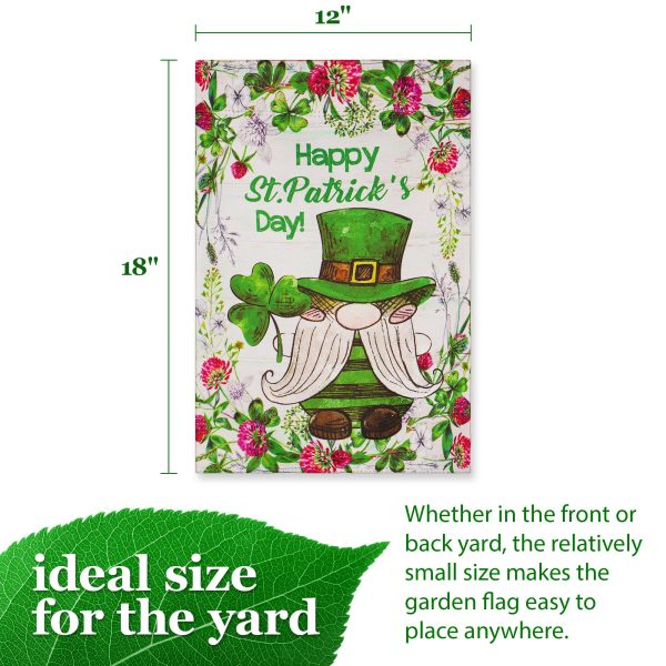 G128 Garden Flag Happy St. Patrick's Day Leprechaun Gnome 12"x18" Blockout Fabric - Image 4