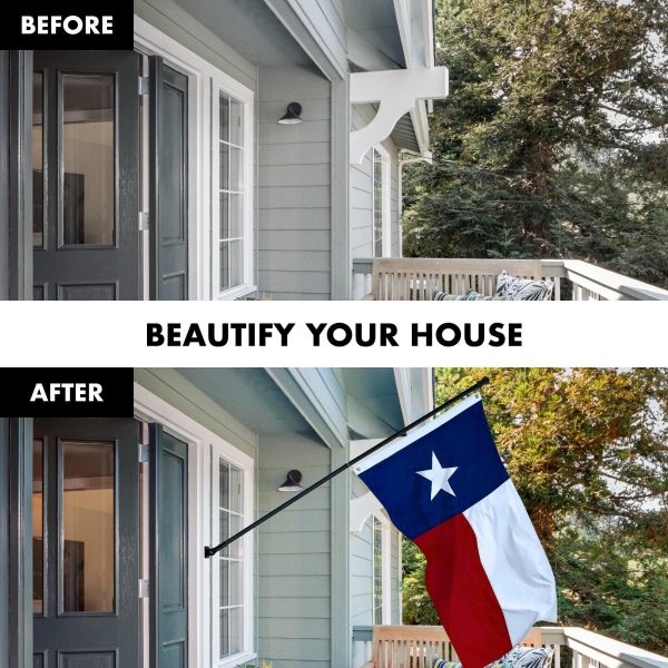 G128 Flag Pole 5 FT Black Tangle Free & Texas Flag 2.5x4 FT Combo Embroidered Spun Polyester - Image 3