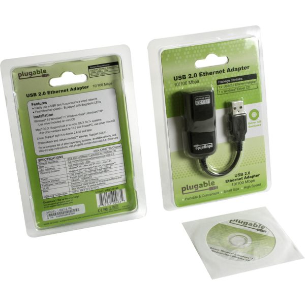 Plugable USB 2.0 to Ethernet Fast 10/100 LAN Wired Network Adapter - Image 4
