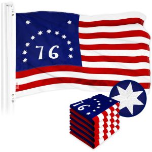 G128 5 Pack: Bennington 76 Flag | 2.5x4 Ft | ToughWeave Series Embroidered 300D Polyester | Historical Flag, Embroidered Design, Indoor/Outdoor, Brass Grommets