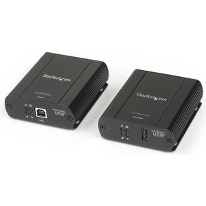 StarTech.com USB 2.0 Extender over Cat5e or Cat6 Ethernet Cable - 330ft/100m USB 2.0 Extender Adapter Kit w/ ESD & Metal Case - Powered