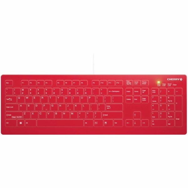 CHERRY AK-C8112 Medical Keyboard - Permanent Cable - US Layout - (CF/WIN LEFT) Red
