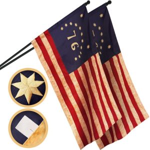 G128 2 Pack: Bennington 76 Tea-Stained Flag | 2.5x4 Ft | ToughWeave Pro Series Pole Sleeve Embroidered 420D Polyester | Historical Flag, Embroidered Design, High Quality, NO Flagpole Included