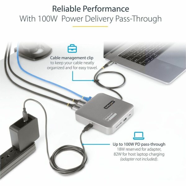 StarTech.com USB-C Multiport Adapter, Dual 4K 60Hz HDMI, 2-Port USB-A/USB-C 10Gbps Hub, 100W PD, GbE, SD, Travel Docking Station - Image 5
