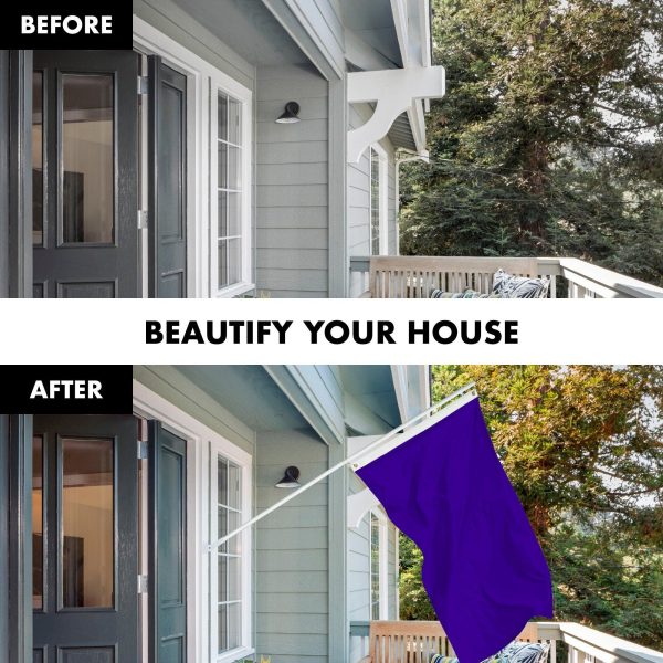 G128 Combo Pack: 6 Feet Tangle Free Spinning Flagpole (White) Solid Violet Flag 3x5 ft Printed 150D Brass Grommets (Flag Included) Aluminum Flag Pole - Image 3