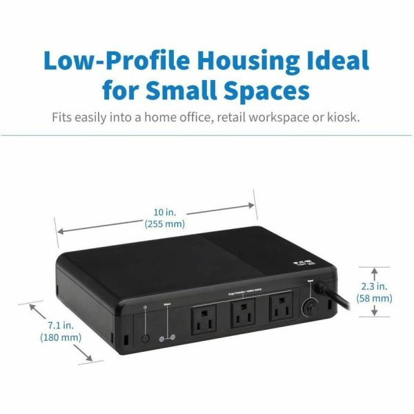 Eaton Tripp Lite Series 350VA 210W 120V Standby UPS - 3 NEMA 5-15R Outlets (Surge + Battery Backup), 5-15P Plug, Desktop - Image 2