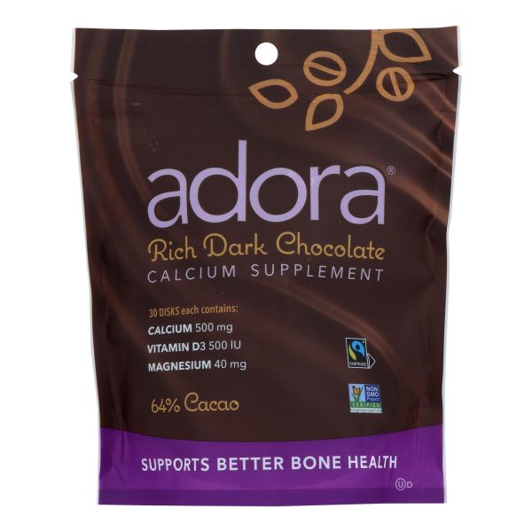 Adora - Chocolate Disk Dark Chocolate Calcium - 1 Each - 30 Count - Image 3