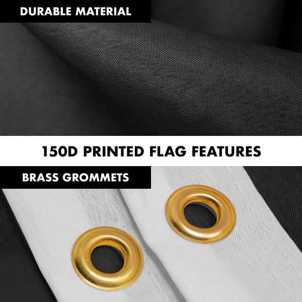 G128 Combo Pack: 6 Feet Tangle Free Spinning Flagpole (Silver) Solid Black Flag 3x5 ft Printed 150D Brass Grommets (Flag Included) Aluminum Flag Pole - Image 4