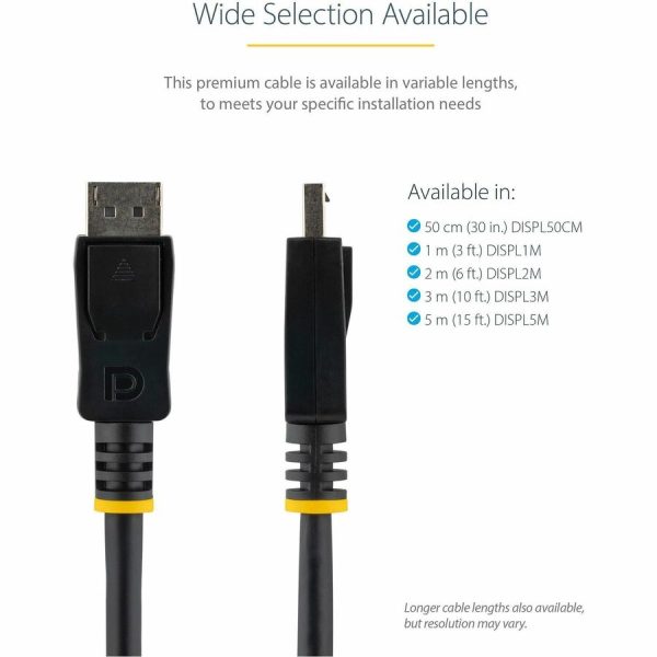 StarTech.com 2m (6ft) DisplayPort 1.2 Cable, 4K x 2K UHD VESA Certified DisplayPort Cable, DP Cable/Cord for Monitor, w/ Latches - Image 4