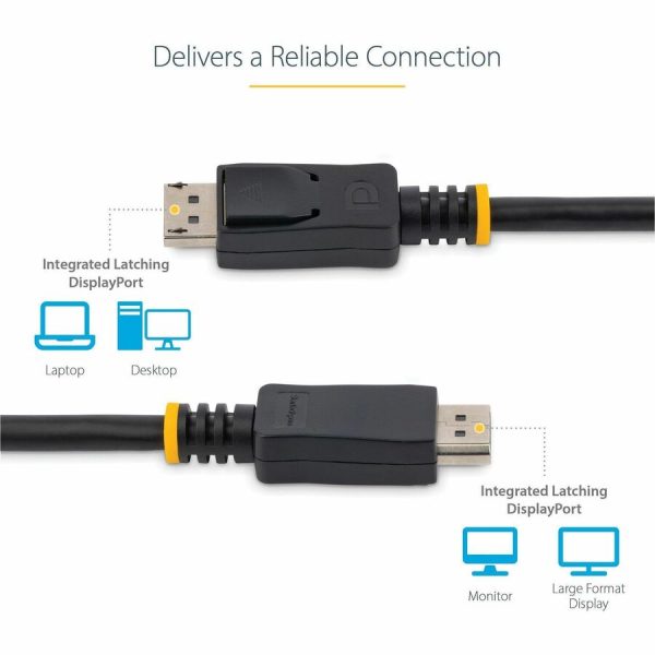 StarTech.com 2m (6ft) DisplayPort 1.2 Cable, 4K x 2K UHD VESA Certified DisplayPort Cable, DP Cable/Cord for Monitor, w/ Latches - Image 5