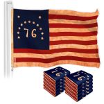 G128 10 Pack: Bennington 76 Tea-Stained Flag | 3x5 Ft | LiteWeave Pro Series Printed 300D Polyester | Historical Flag, Vibrant Colors, Brass Grommets, Thicker and More Durable Than 100D 75D Polyester