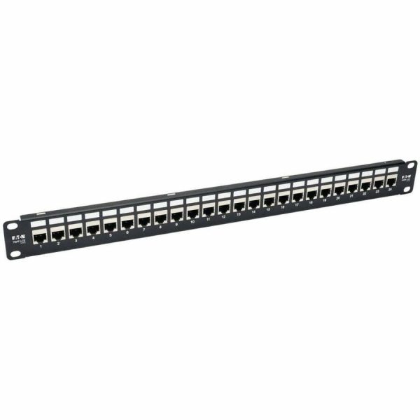 Eaton Tripp Lite Series 24-Port 1U Rack-Mount STP Shielded Cat6a Feedthrough Patch Panel, RJ45 Ethernet, TAA