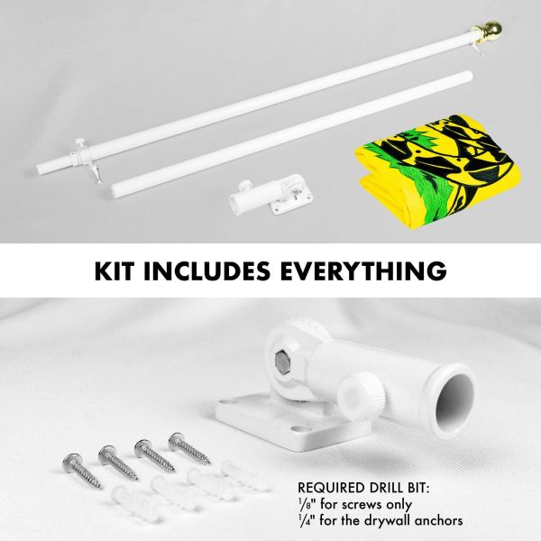 G128 - 5 Feet Tangle Free Spinning Flagpole (White) Gadsden Flag Double Sided Brass Grommets Embroidered 2x3 ft (Flag Included) Aluminum Flag Pole - Image 2