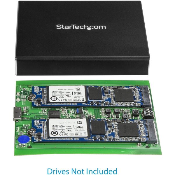 StarTech.com Dual M.2 Enclosure - RAID - M.2 SATA SSD Enclosure - USB 3.1 (10 Gbps) - USB-C & USB-A External Enclosure - Aluminum - Image 2