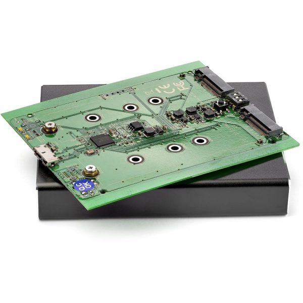 StarTech.com Dual M.2 Enclosure - RAID - M.2 SATA SSD Enclosure - USB 3.1 (10 Gbps) - USB-C & USB-A External Enclosure - Aluminum - Image 3