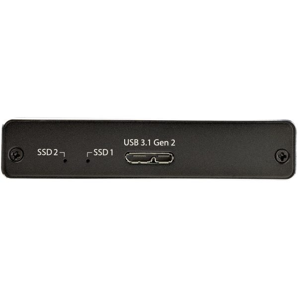 StarTech.com Dual M.2 Enclosure - RAID - M.2 SATA SSD Enclosure - USB 3.1 (10 Gbps) - USB-C & USB-A External Enclosure - Aluminum - Image 4