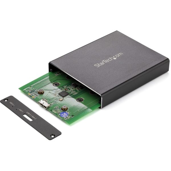 StarTech.com Dual M.2 Enclosure - RAID - M.2 SATA SSD Enclosure - USB 3.1 (10 Gbps) - USB-C & USB-A External Enclosure - Aluminum - Image 5