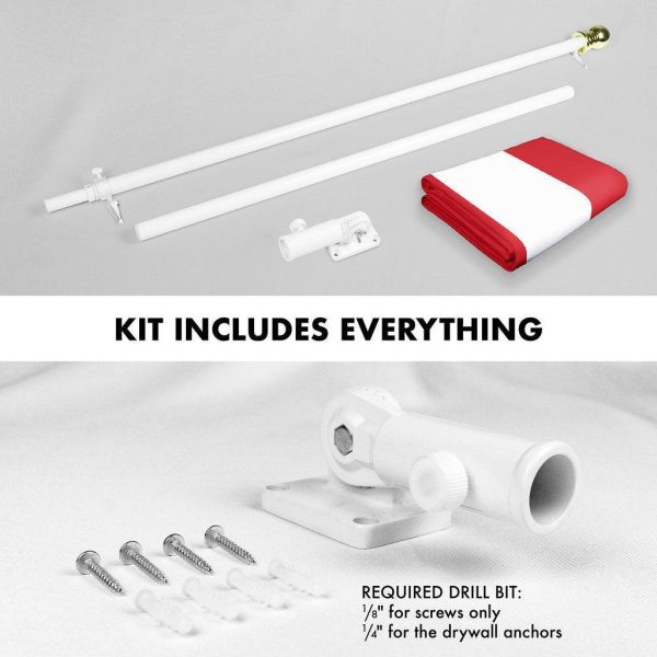 G128 Combo Pack: 6 Ft Tangle Free Spinning Flagpole (White) & Austria Flag 3x5 Ft Printed 150D Polyester, Brass Grommets (Flag Included) Aluminum Flag Pole - Image 2