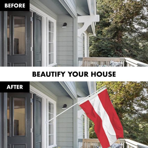 G128 Combo Pack: 6 Ft Tangle Free Spinning Flagpole (White) & Austria Flag 3x5 Ft Printed 150D Polyester, Brass Grommets (Flag Included) Aluminum Flag Pole - Image 3