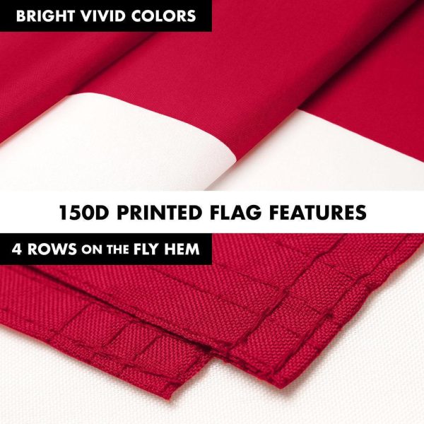 G128 Combo Pack: 6 Ft Tangle Free Spinning Flagpole (White) & Austria Flag 3x5 Ft Printed 150D Polyester, Brass Grommets (Flag Included) Aluminum Flag Pole - Image 5