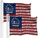 G128 2 Pack: 2nd Amendment American Flag | 3x5 Ft | LiteWeave Pro Series Printed 150D Poly | Historical Flag, Indoor/Outdoor, Vibrant Colors, Brass Grommets, Thicker and More Durable Than 100D 75D