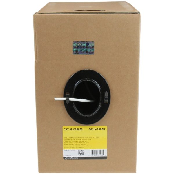 StarTech.com Bulk Cat 5e Ethernet Cable - 1000 ft. (304,8m) - Solid - CMR-Rated - White - TAA Compliant - Image 2