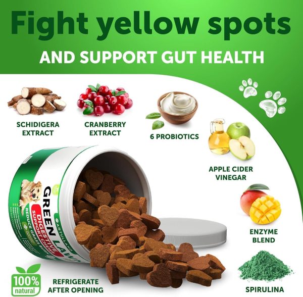 Grass Burn Spot Chews for Dogs   Pee Lawn Spot Saver Caused by Dog Urine   Grass Treatment Rocks   Urine Neutralizer for Green Lawn   Chewable Probiotics Digestive Enzymes DL Methionine   120 Treats - Image 4