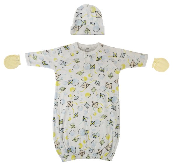 Unisex Newborn Baby 3 Piece Gown Set Nc_0813