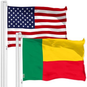 G128 Combo Pack: American USA Flag 3x5 Ft & Benin Beninese Flag 3x5 Ft | Both LiteWeave Pro Series Printed 150D Polyester, Brass Grommets