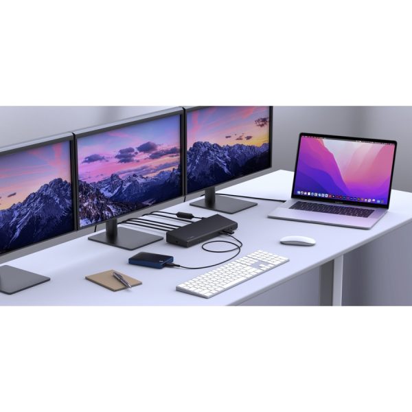 Belkin Universal 15-Port Triple Display USB-C Docking Station - 5 Gbps - 85W - 2xUSB-C, 5xUSB-A, 2xDP 3xHDMI, 1xEthernet, 2x3.5mm Audio - 4K - w/ USB-C Cable - Black - Image 6