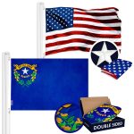 G128 Combo Pack: USA American Flag 3x5 Ft Embroidered Stars & Nevada State Flag 3x5 Ft Embroidered Double Sided 2ply