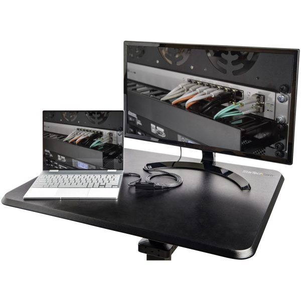 StarTech.com Mobile Standing Desk - Portable Sit-Stand Ergonomic Height Adjustable Cart on Wheels - Rolling Computer/Laptop Workstation - Image 2