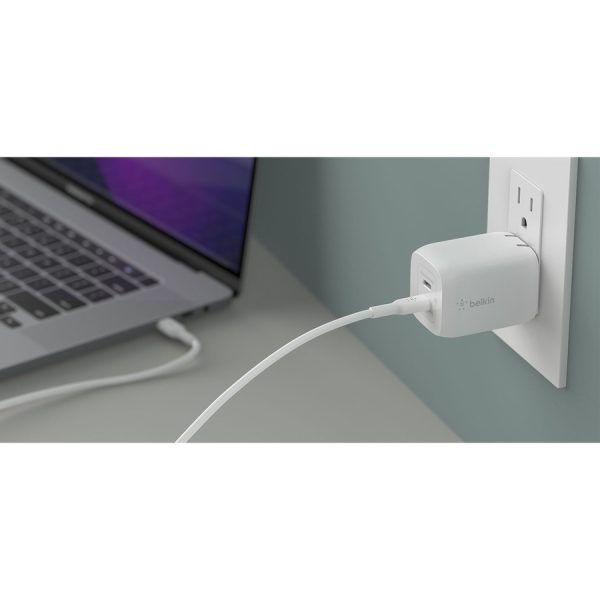 Belkin BoostCharge Pro Dual USB-C GaN Wall Charger with PPS 65W Laptop Chromebook Charging - Power Adapter - Image 6
