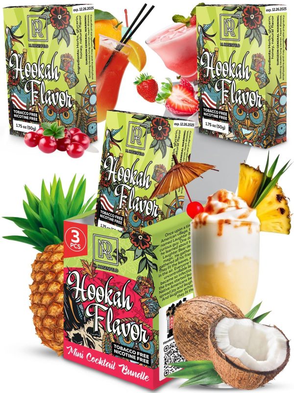 Mini Cocktail Hookah Flavors Set   3 x 50g non tobacco hookah flavor for your Hookah Bowl (Pina colada   Sex on the beach   Pink lemonade) Hookah Bundle Pack of 3   Try these Tobacco Free Shisha