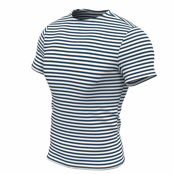 Genuine Striped Short Sleeved T-Shirt Top Cotton Sailor Shirt Navy Blue Original Telnyashka 2XL