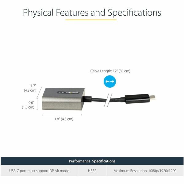 StarTech.com USB C to VGA Adapter, 1080p USB Type-C to VGA Adapter Dongle, USB-C to VGA Monitor/Display Video Converter, 12" Long Cable - Image 4