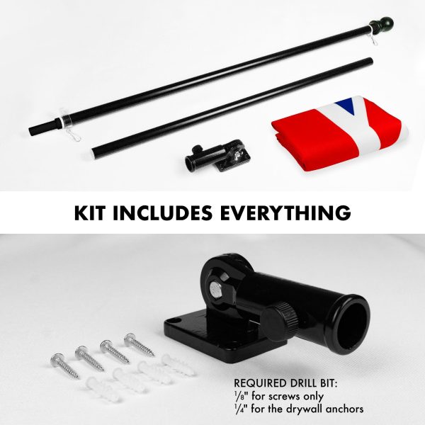 G128 - 6 Feet Tangle Free Spinning Flagpole (Black) United Kingdom Brass Grommets Printed 3x5 ft (Flag Included) Aluminum Flag Pole - Image 2