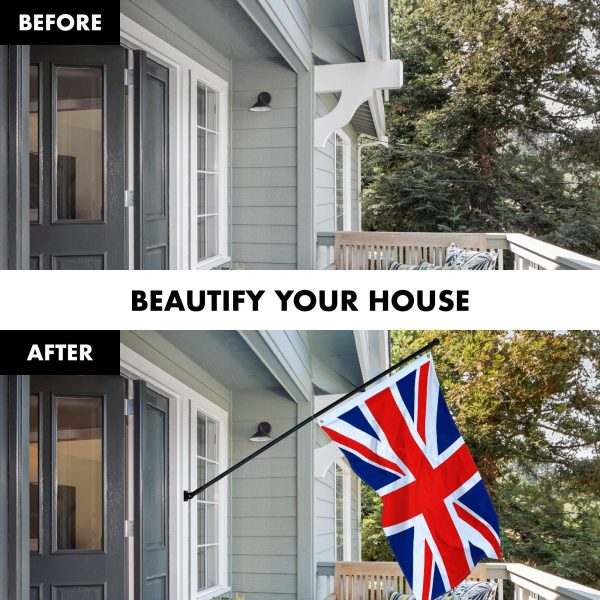 G128 - 6 Feet Tangle Free Spinning Flagpole (Black) United Kingdom Brass Grommets Printed 3x5 ft (Flag Included) Aluminum Flag Pole - Image 3