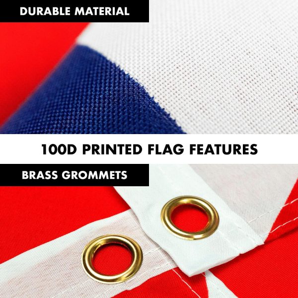 G128 - 6 Feet Tangle Free Spinning Flagpole (Black) United Kingdom Brass Grommets Printed 3x5 ft (Flag Included) Aluminum Flag Pole - Image 4