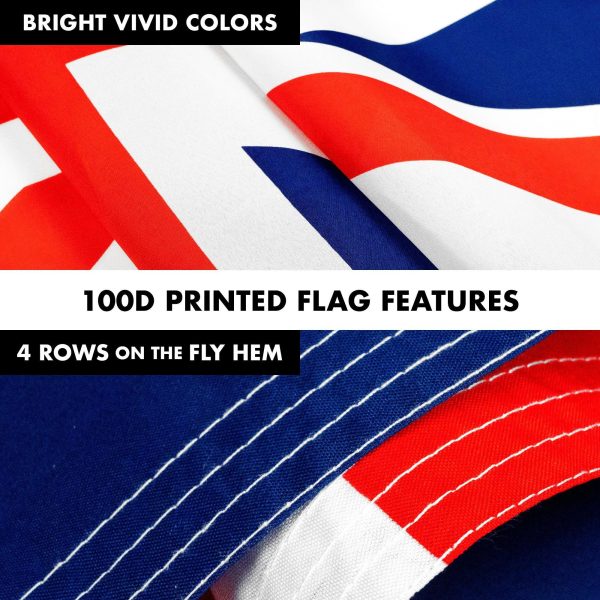 G128 - 6 Feet Tangle Free Spinning Flagpole (Black) United Kingdom Brass Grommets Printed 3x5 ft (Flag Included) Aluminum Flag Pole - Image 5