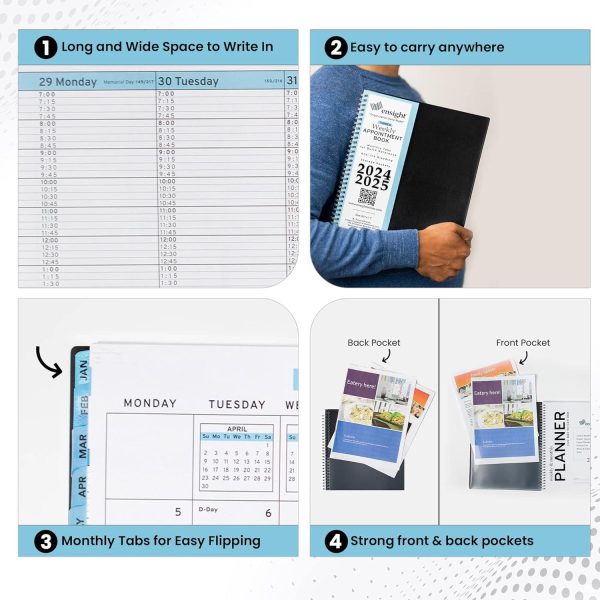2024   2025 Appointment Book & Planner   8.5 x 11 inches Large Tabbed Daily Hourly Weekly Academic Planner Calendar & Schedule Book 15 Minute time Slots Business & Personal July 2024   June 2025 (Blue) - Image 4